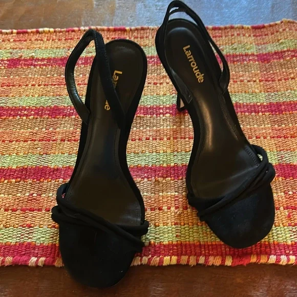 Larroude Annie Sandal in Black Suede - Picture 3 of 9